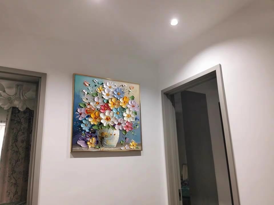 Amazon.co.jp: フラワーアート 壁掛け絵画, 立体的な花の油絵, 額入り
